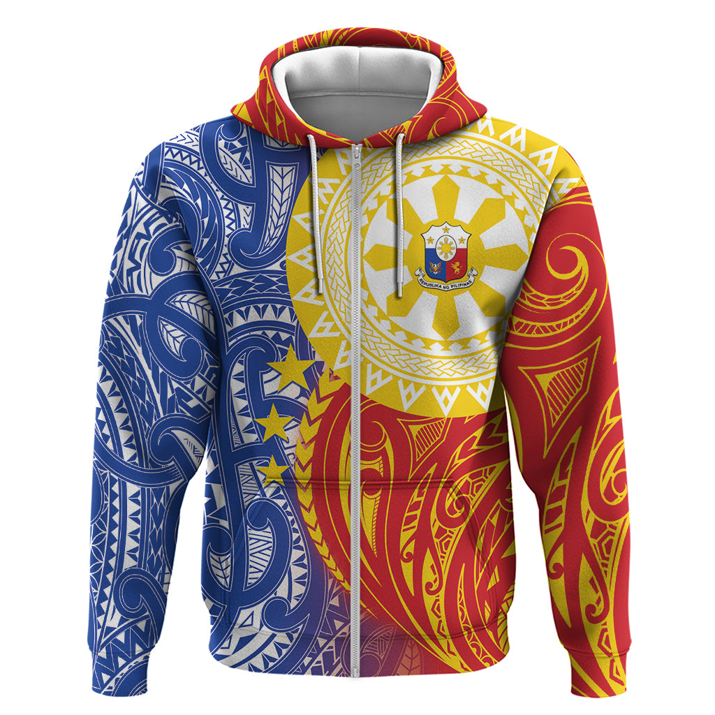 Philippines Zip Hoodie Pilipinas Polynesian Pattern