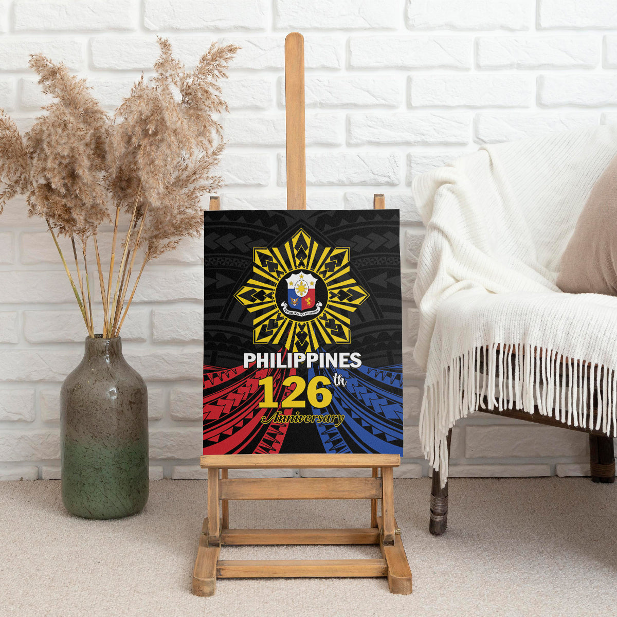 Philippines Independence Day Canvas Wall Art Filipino 126th Anniversary Sun Tattoo LT01 - Polynesian Pride