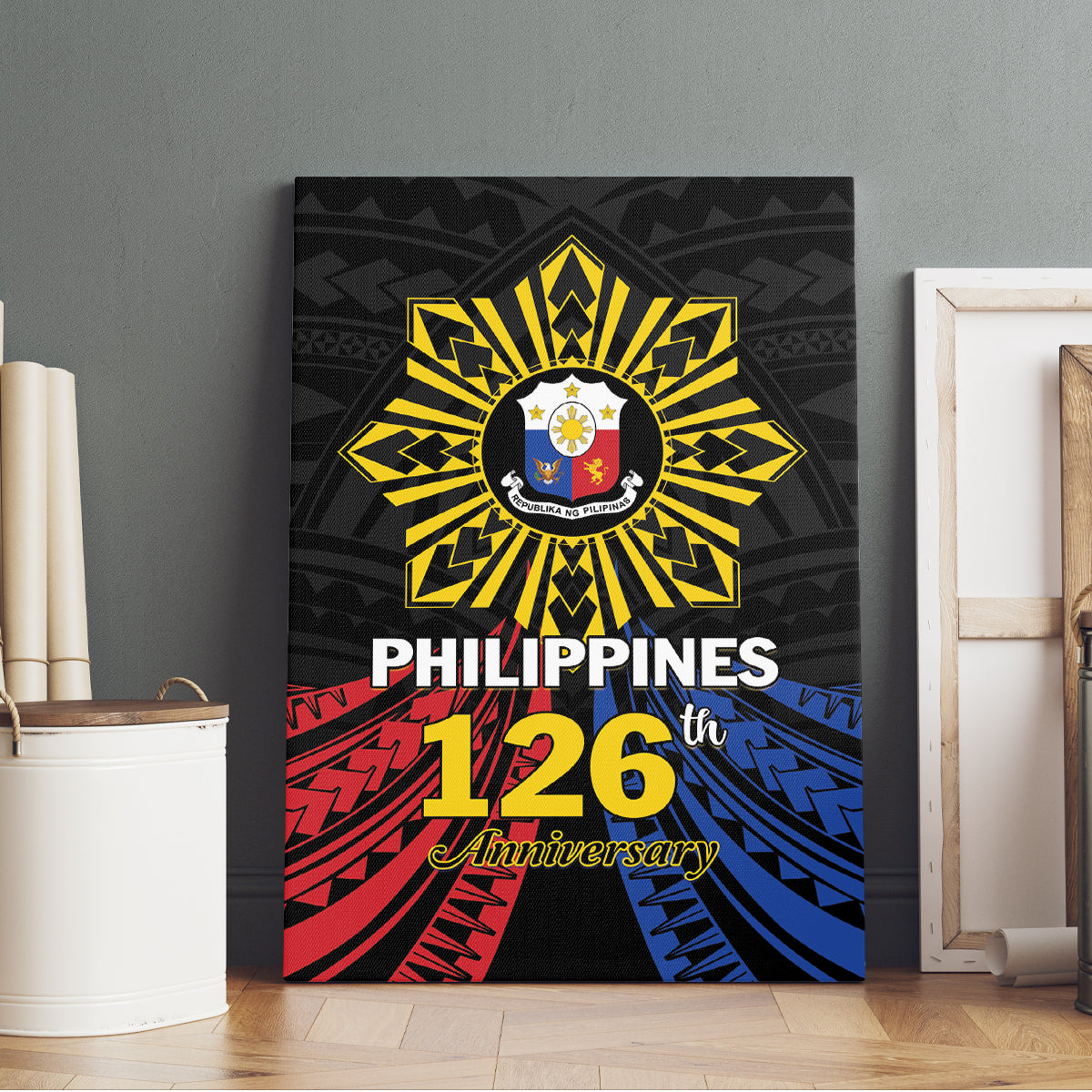 Philippines Independence Day Canvas Wall Art Filipino 126th Anniversary Sun Tattoo LT01 - Polynesian Pride