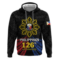Personalized Philippines Independence Day Hoodie Filipino 126th Anniversary Sun Tattoo LT01 Pullover Hoodie Black - Polynesian Pride