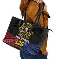 Philippines Independence Day Leather Tote Bag Filipino 126th Anniversary Sun Tattoo LT01 - Polynesian Pride