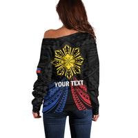 Personalized Philippines Independence Day Off Shoulder Sweater Filipino 126th Anniversary Sun Tattoo LT01 - Polynesian Pride