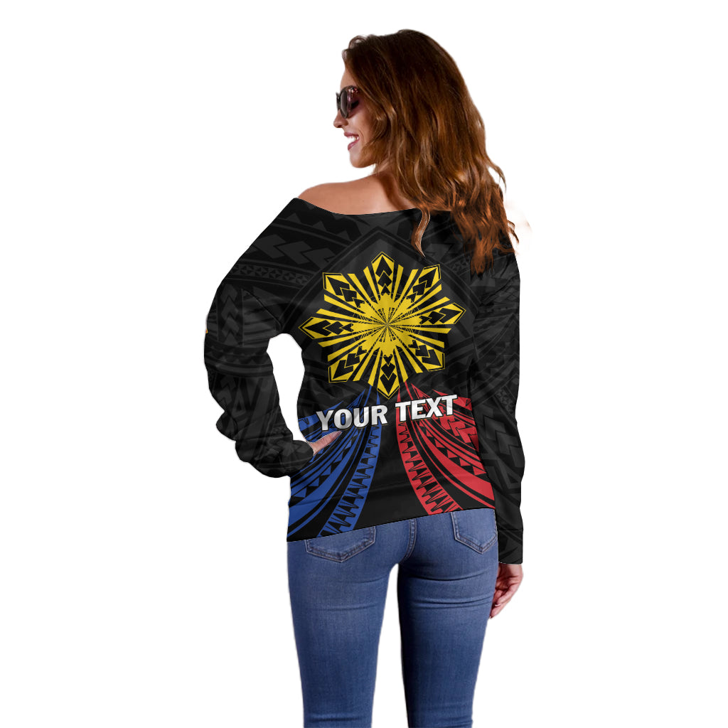 Personalized Philippines Independence Day Off Shoulder Sweater Filipino 126th Anniversary Sun Tattoo LT01 - Polynesian Pride