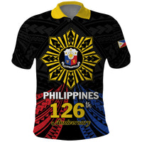 Personalized Philippines Independence Day Polo Shirt Filipino 126th Anniversary Sun Tattoo LT01 Black - Polynesian Pride