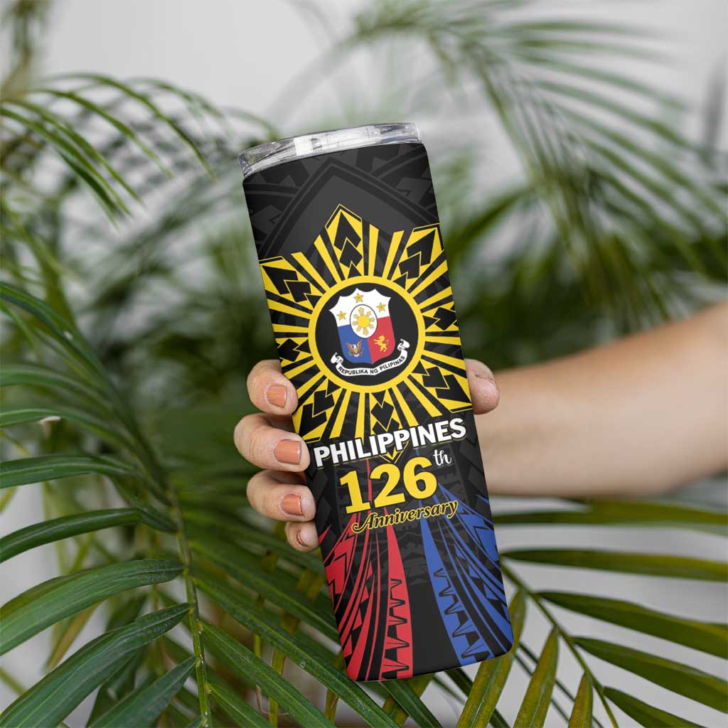 Personalized Philippines Independence Day Skinny Tumbler Filipino 126th Anniversary Sun Tattoo LT01 - Polynesian Pride