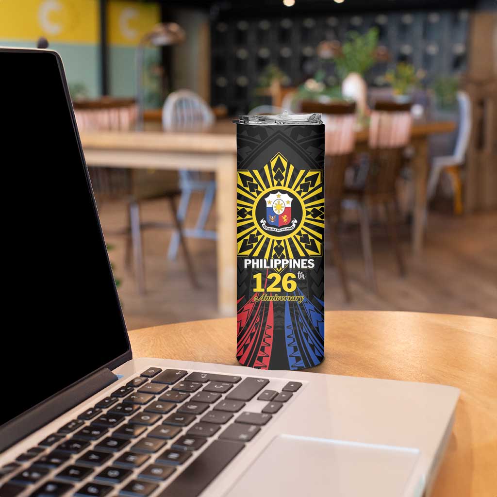 Personalized Philippines Independence Day Skinny Tumbler Filipino 126th Anniversary Sun Tattoo LT01 - Polynesian Pride