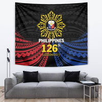 Philippines Independence Day Tapestry Filipino 126th Anniversary Sun Tattoo LT01 Black - Polynesian Pride