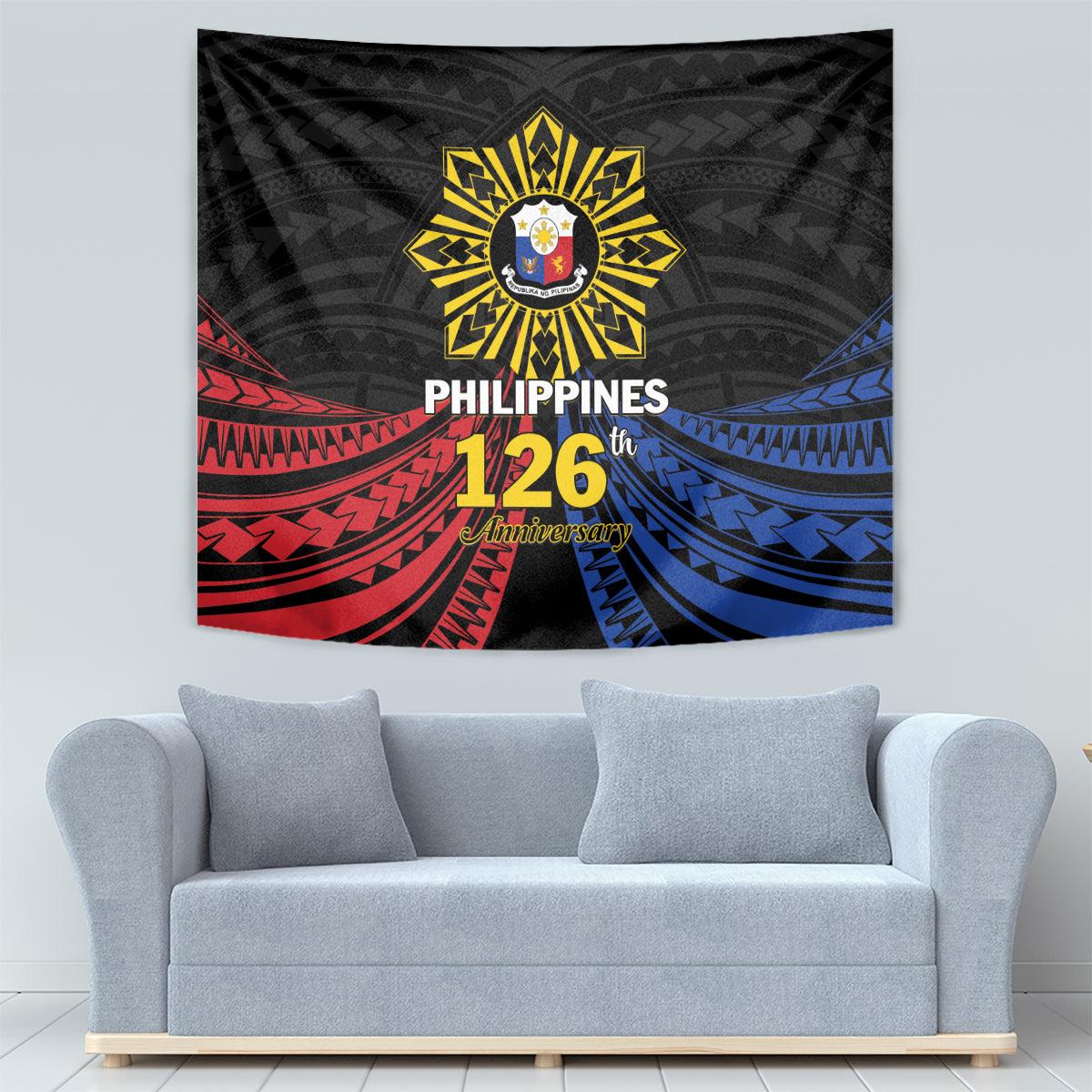 Philippines Independence Day Tapestry Filipino 126th Anniversary Sun Tattoo LT01 - Polynesian Pride