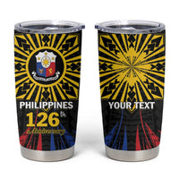 Personalized Philippines Independence Day Tumbler Cup Filipino 126th Anniversary Sun Tattoo LT01 Black - Polynesian Pride
