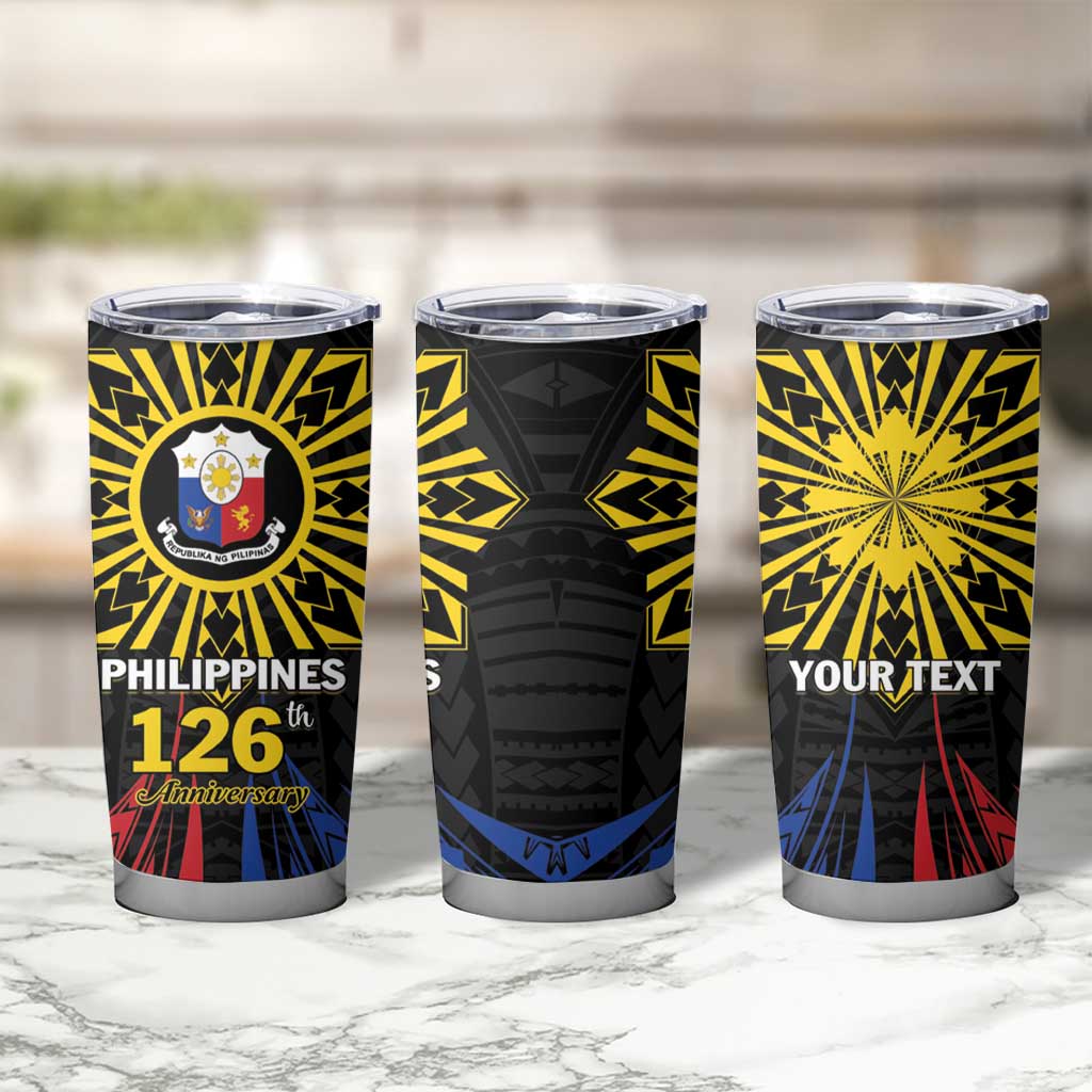 Personalized Philippines Independence Day Tumbler Cup Filipino 126th Anniversary Sun Tattoo LT01 - Polynesian Pride