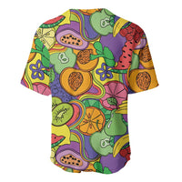 Hawaii Fruits Hippie Style Baseball Jersey Vibrant Colorful LT01 - Polynesian Pride