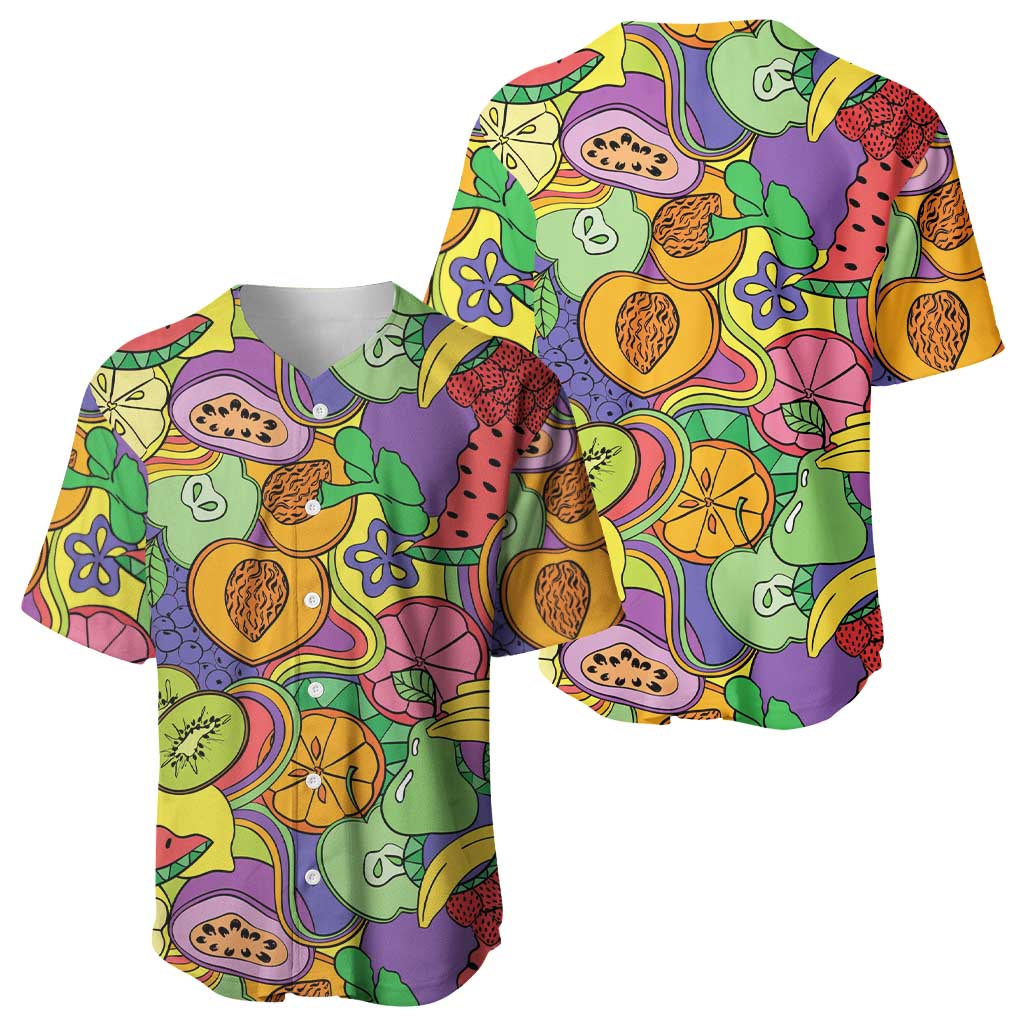 Hawaii Fruits Hippie Style Baseball Jersey Vibrant Colorful LT01 - Polynesian Pride