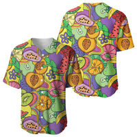 Hawaii Fruits Hippie Style Baseball Jersey Vibrant Colorful LT01 - Polynesian Pride