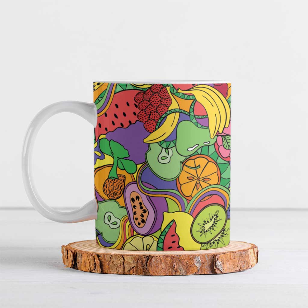 Hawaii Fruits Hippie Style Ceramic Mug Vibrant Colorful LT01 Multicolor - Polynesian Pride