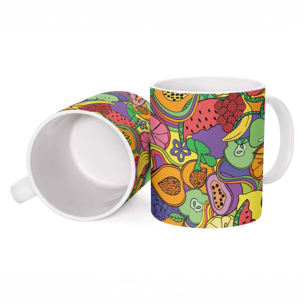 Hawaii Fruits Hippie Style Ceramic Mug Vibrant Colorful LT01 - Polynesian Pride