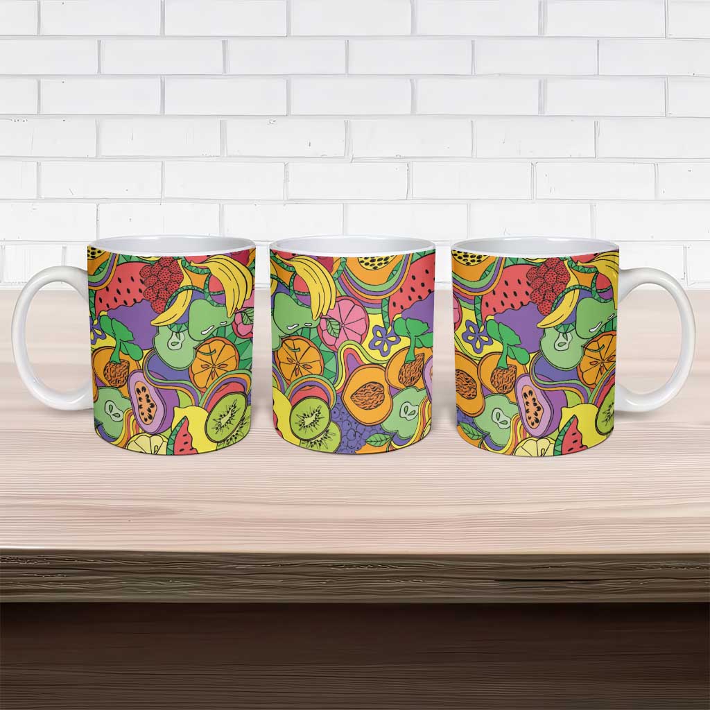 Hawaii Fruits Hippie Style Ceramic Mug Vibrant Colorful LT01 - Polynesian Pride
