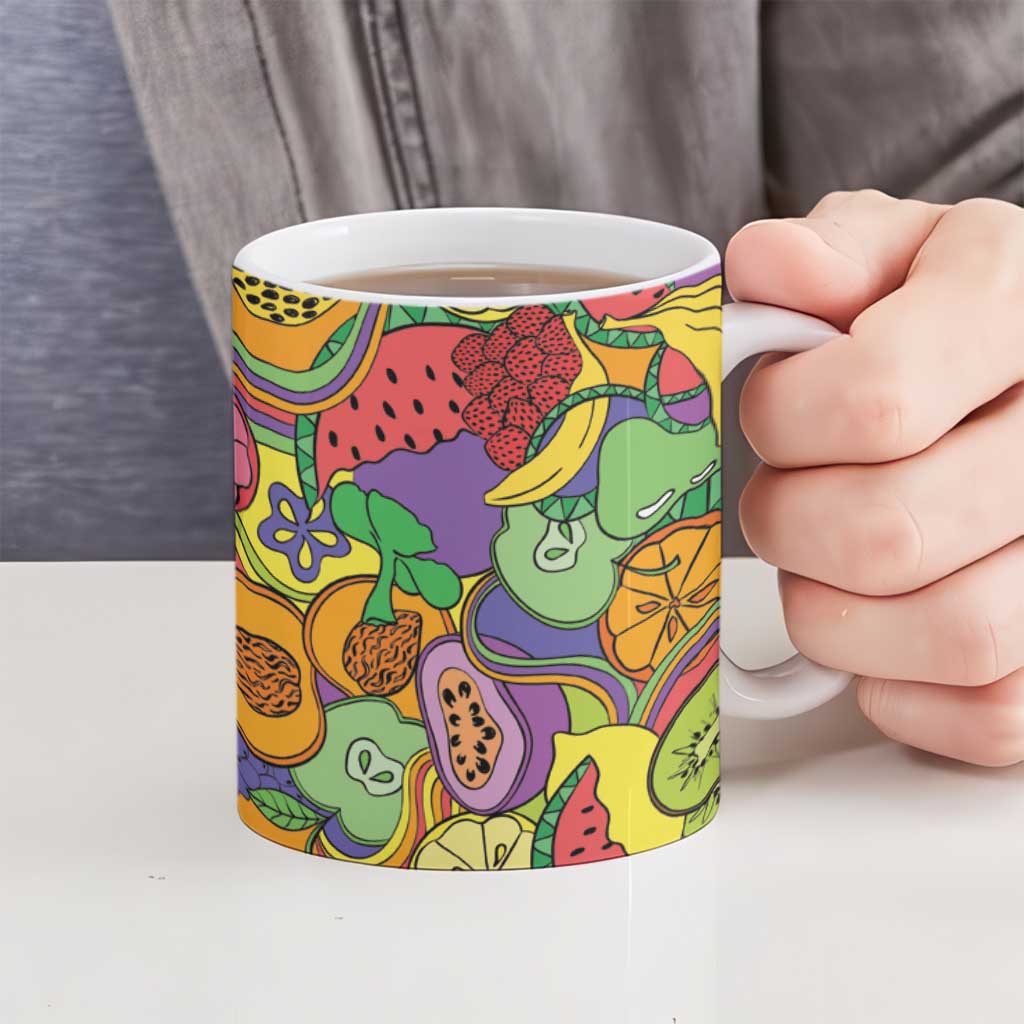 Hawaii Fruits Hippie Style Ceramic Mug Vibrant Colorful LT01 - Polynesian Pride