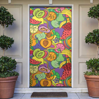 Hawaii Fruits Hippie Style Door Cover Vibrant Colorful LT01 - S / 30 x 80 inches / Multicolor