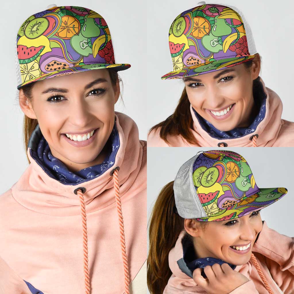 Hawaii Fruits Hippie Style Mesh Trucker Cap Vibrant Colorful LT01 - Polynesian Pride