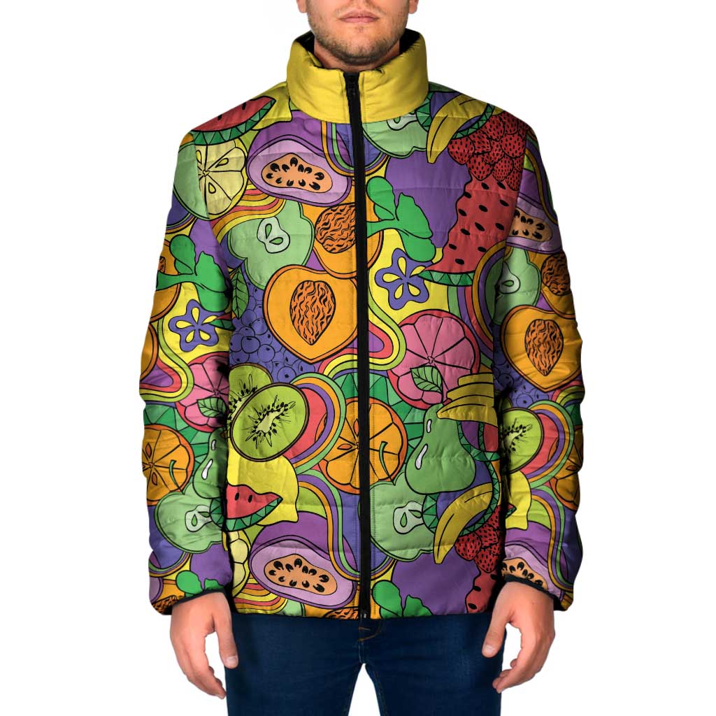 Hawaii Fruits Hippie Style Padded Jacket Vibrant Colorful LT01 Men Multicolor - Polynesian Pride