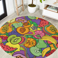 Hawaii Fruits Hippie Style Round Carpet Vibrant Colorful LT01 Multicolor - Polynesian Pride