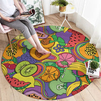 Hawaii Fruits Hippie Style Round Carpet Vibrant Colorful LT01 - Polynesian Pride