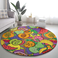 Hawaii Fruits Hippie Style Round Carpet Vibrant Colorful LT01 - Polynesian Pride