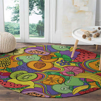 Hawaii Fruits Hippie Style Round Carpet Vibrant Colorful LT01 - Polynesian Pride