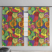 Hawaii Fruits Hippie Style Window Curtain Vibrant Colorful LT01 With Hooks Multicolor - Polynesian Pride