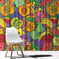 Hawaii Fruits Hippie Style Window Curtain Vibrant Colorful LT01 - Polynesian Pride