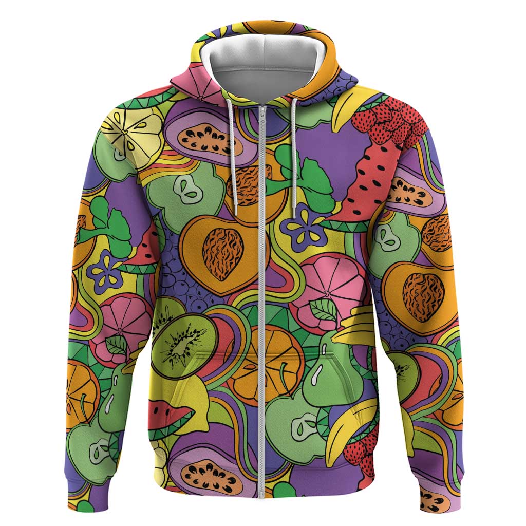 Hawaii Fruits Hippie Style Zip Hoodie Vibrant Colorful LT01 Zip Hoodie Multicolor - Polynesian Pride