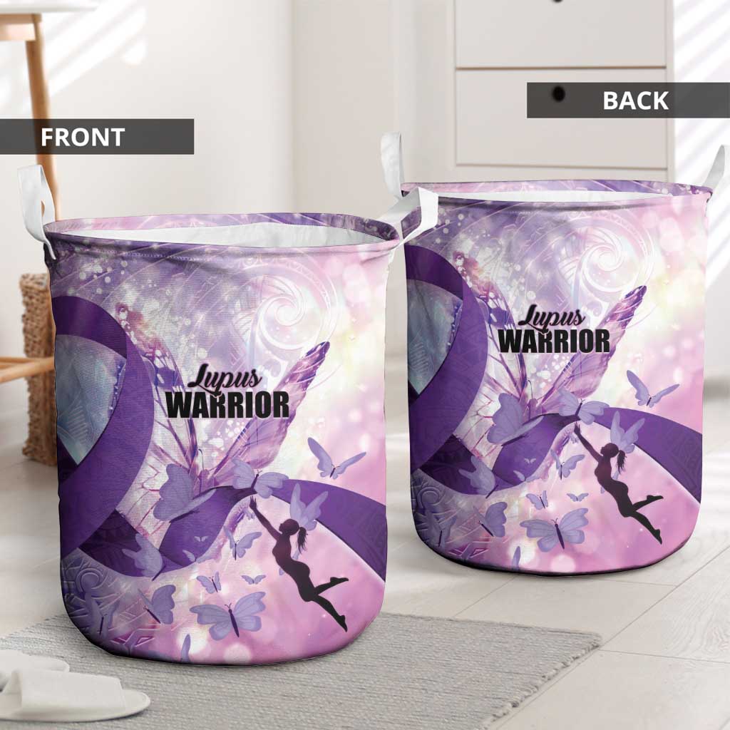 Polynesian Lupus Awareness Laundry Basket Butterfly Hologram Lupus Warrior LT01 - Polynesian Pride