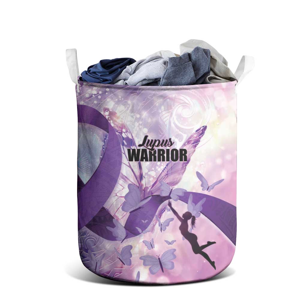 Polynesian Lupus Awareness Laundry Basket Butterfly Hologram Lupus Warrior LT01 - Polynesian Pride
