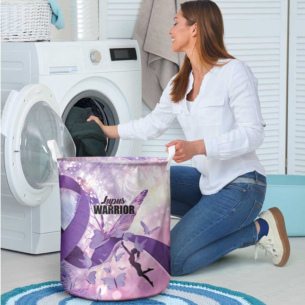 Polynesian Lupus Awareness Laundry Basket Butterfly Hologram Lupus Warrior LT01 - Polynesian Pride