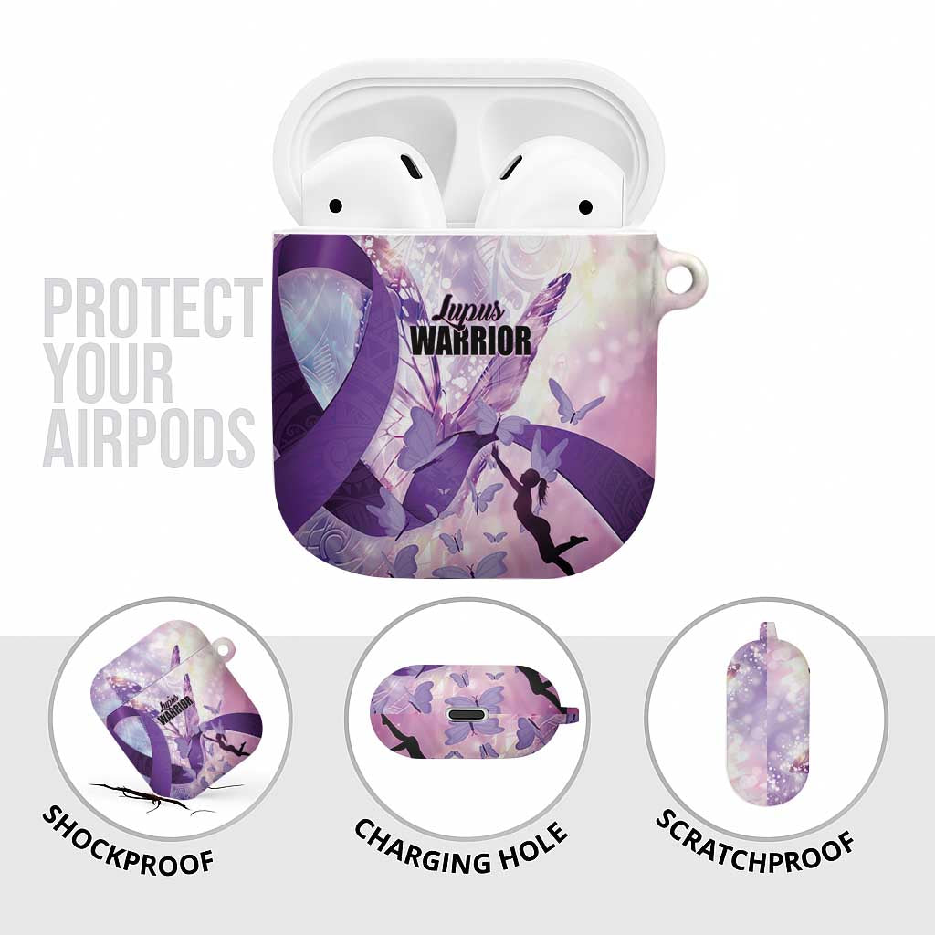 Polynesian Lupus Awareness AirPods Case Butterfly Hologram Lupus Warrior LT01 - Polynesian Pride
