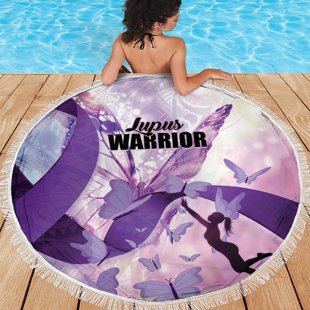 Polynesian Lupus Awareness Beach Blanket Butterfly Hologram Lupus Warrior LT01 - Polynesian Pride