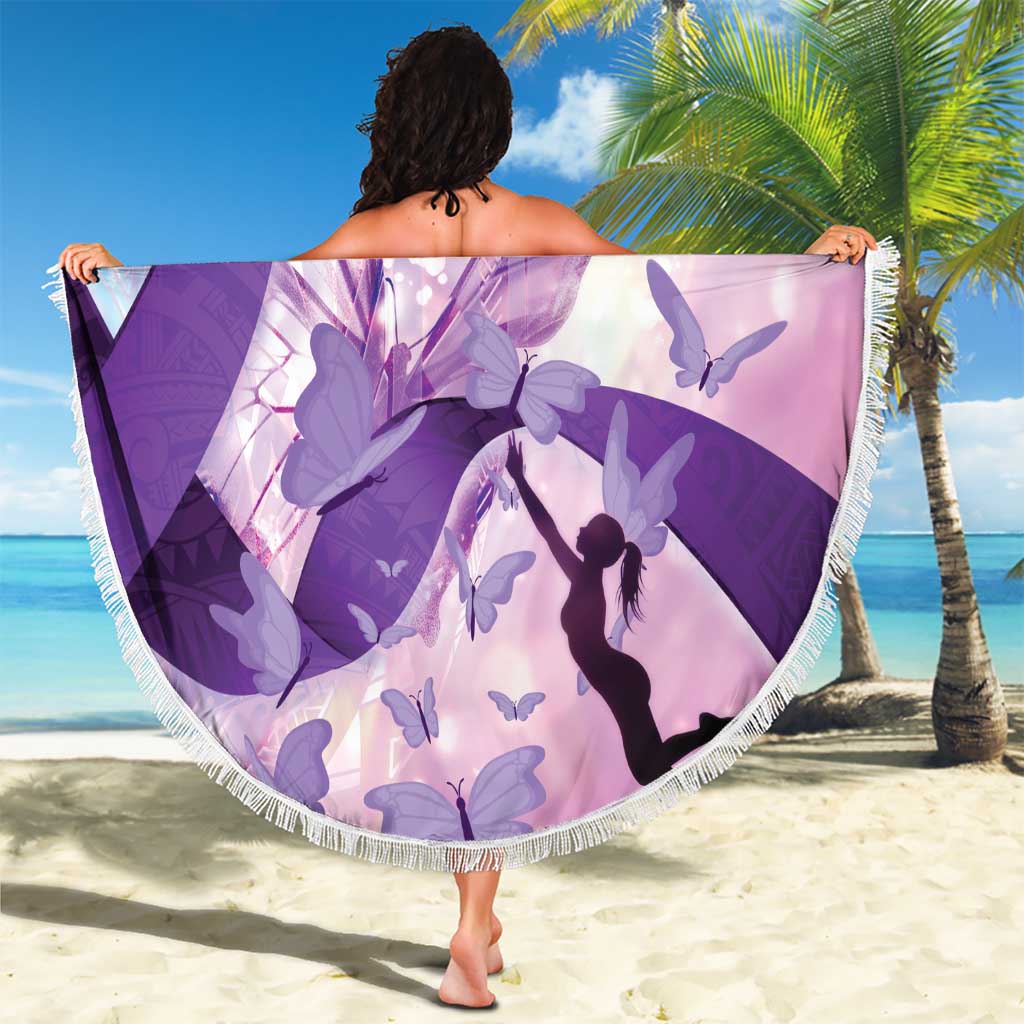 Polynesian Lupus Awareness Beach Blanket Butterfly Hologram Lupus Warrior LT01 - Polynesian Pride