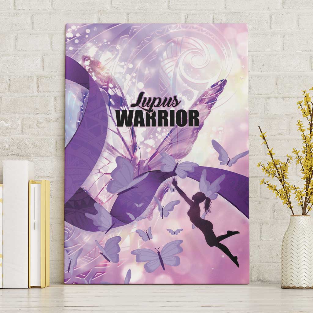 Polynesian Lupus Awareness Canvas Wall Art Butterfly Hologram Lupus Warrior LT01 Without Frame Purple - Polynesian Pride