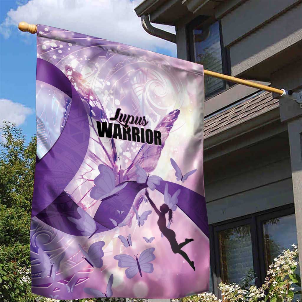 Polynesian Lupus Awareness Garden Flag Butterfly Hologram Lupus Warrior LT01 - Polynesian Pride