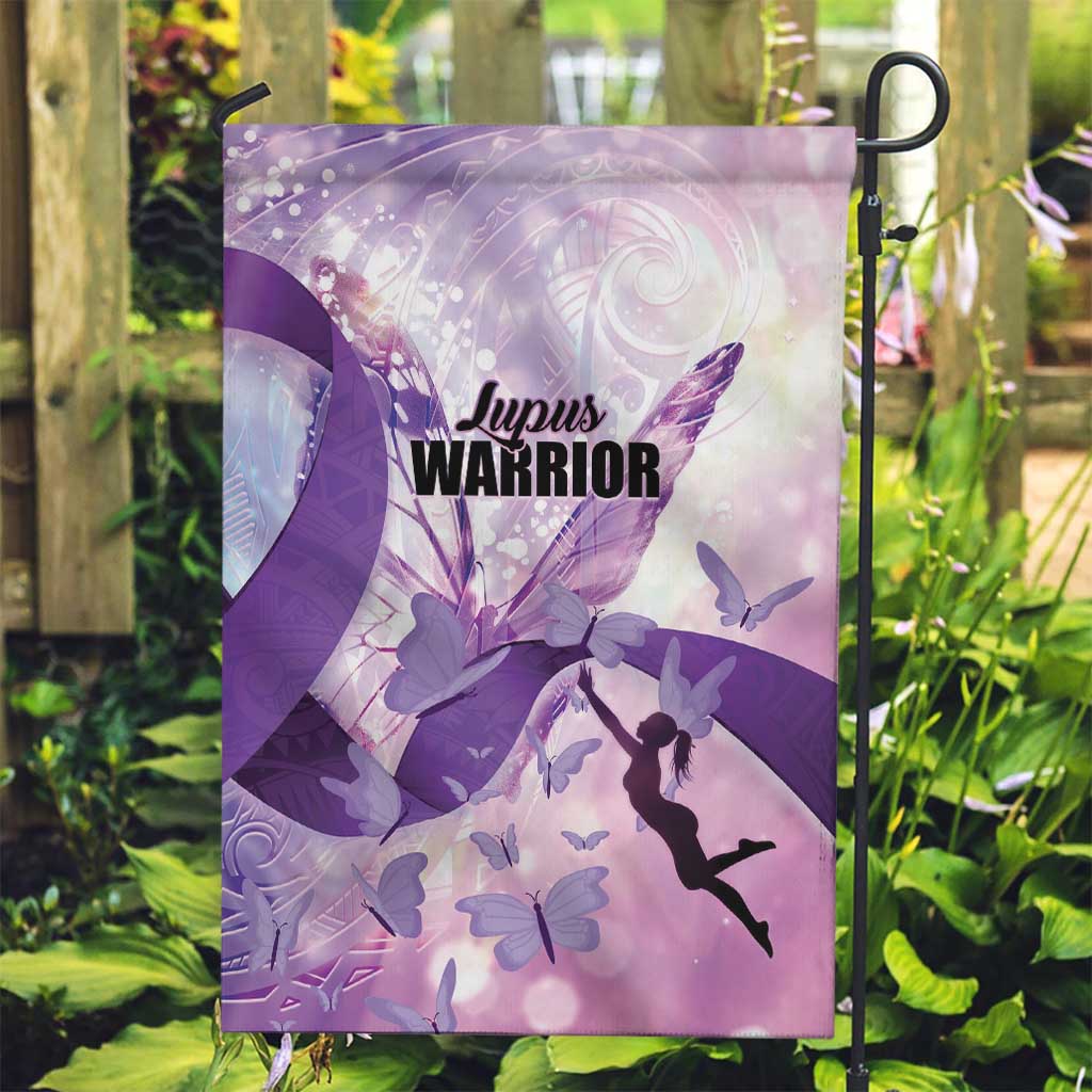 Polynesian Lupus Awareness Garden Flag Butterfly Hologram Lupus Warrior LT01 Garden Flag Purple - Polynesian Pride