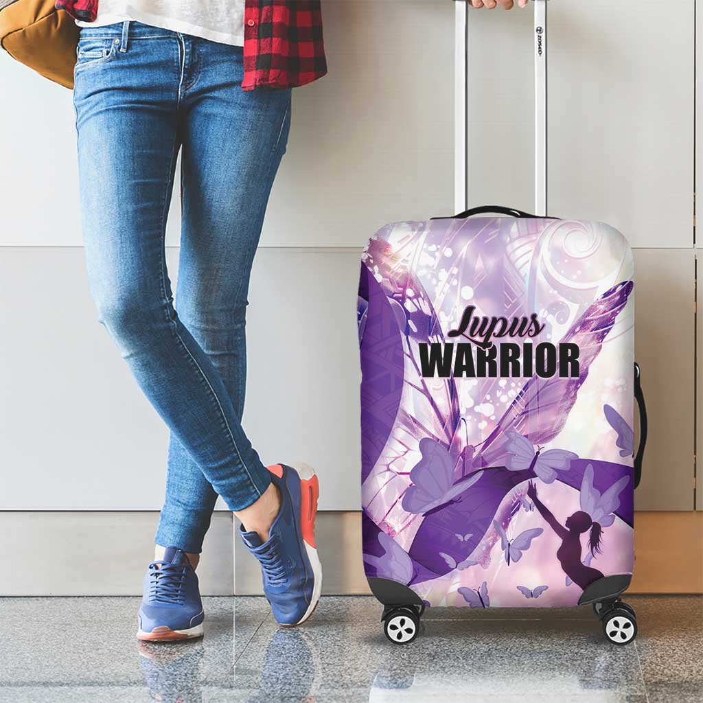 Polynesian Lupus Awareness Luggage Cover Butterfly Hologram Lupus Warrior LT01 - Polynesian Pride