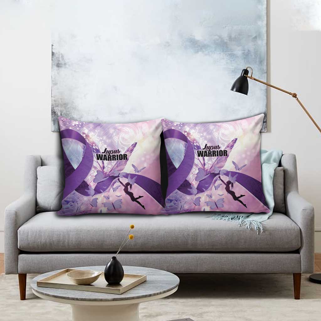 Polynesian Lupus Awareness Pillow Cover Butterfly Hologram Lupus Warrior LT01 - Polynesian Pride