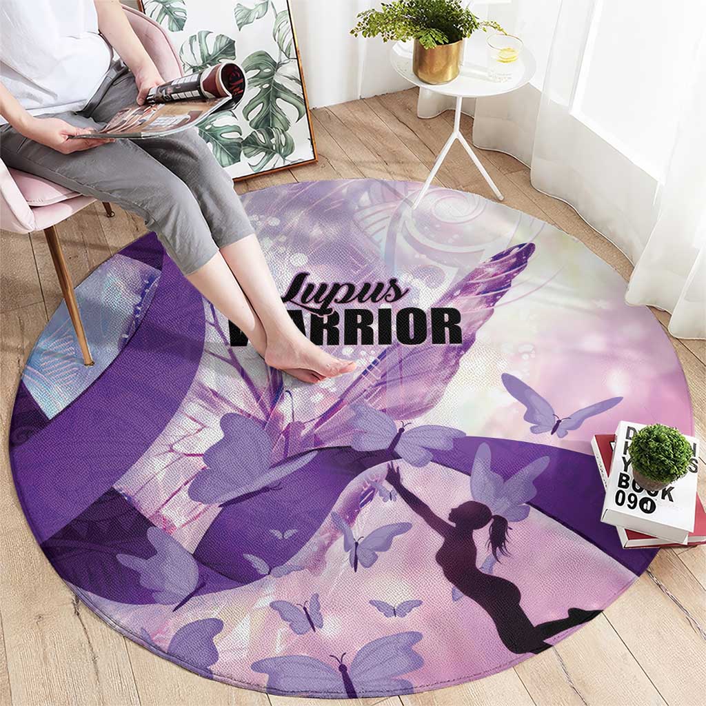 Polynesian Lupus Awareness Round Carpet Butterfly Hologram Lupus Warrior LT01 - Polynesian Pride