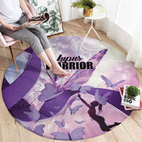 Polynesian Lupus Awareness Round Carpet Butterfly Hologram Lupus Warrior LT01 - Polynesian Pride