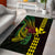 Hawaii Kakau Hammerhead Shark Area Rug Neon Plumeria Pattern