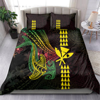 Hawaii Kakau Hammerhead Shark Bedding Set Neon Plumeria Pattern LT01 - Polynesian Pride