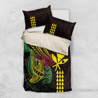 Hawaii Kakau Hammerhead Shark Bedding Set Neon Plumeria Pattern LT01 US Twin 172cm x 218cm Black - Polynesian Pride