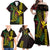 Hawaii Kakau Hammerhead Shark Family Matching Off Shoulder Maxi Dress and Hawaiian Shirt Neon Plumeria Pattern