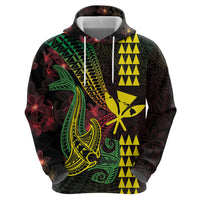 Hawaii Kakau Hammerhead Shark Hoodie Neon Plumeria Pattern LT01 - Polynesian Pride