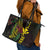 Hawaii Kakau Hammerhead Shark Leather Tote Bag Neon Plumeria Pattern